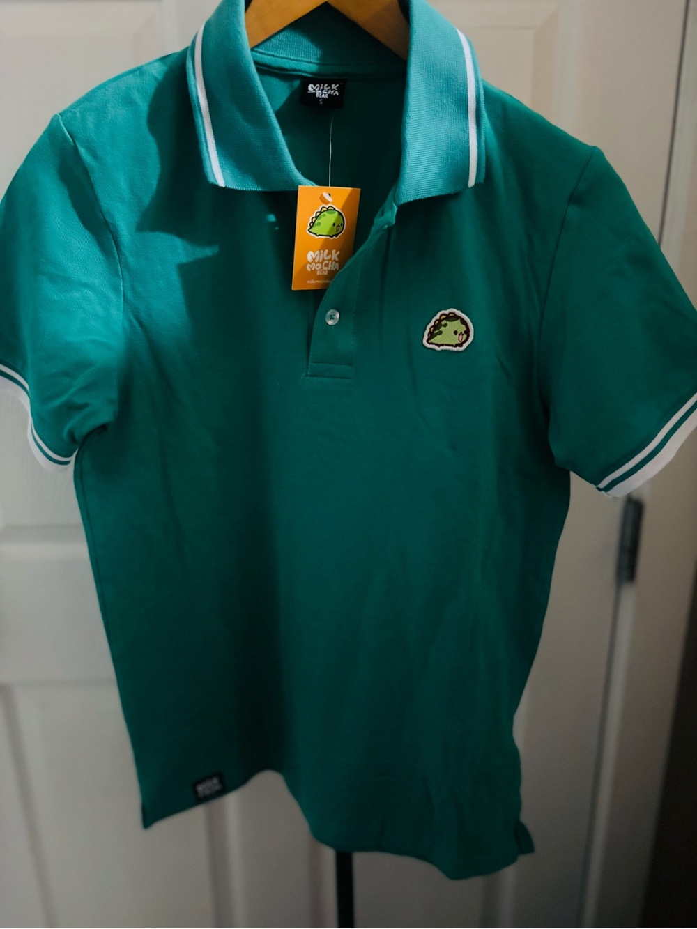 x Green Kids Polo Shirt with White Trim